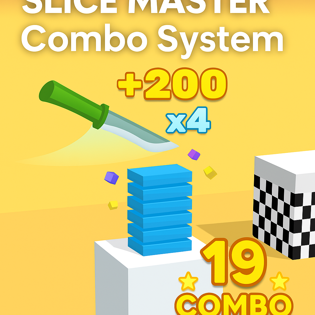 Slice Master combo system guide showing combo streaks and score multiplier effects