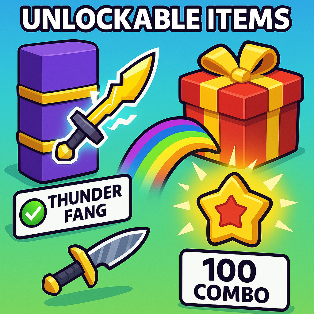 Unlockable items in Slice Master including knives, effects and collectibles